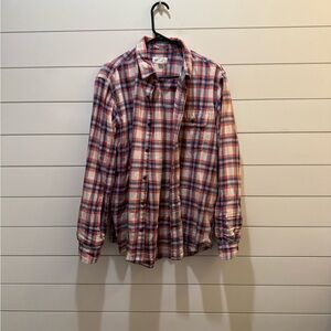 GAP Men's Casual Red and Blue Plaid Shirt